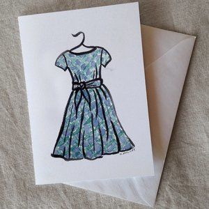 3/ $15- Green and Blue Dress Greeting Card